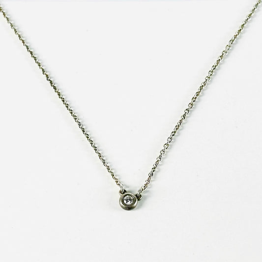 Tiffany & Co T&C Elsa Perreti By The Yard Diamond Pendant Classic 925 Sterling Silver Chain Necklace
