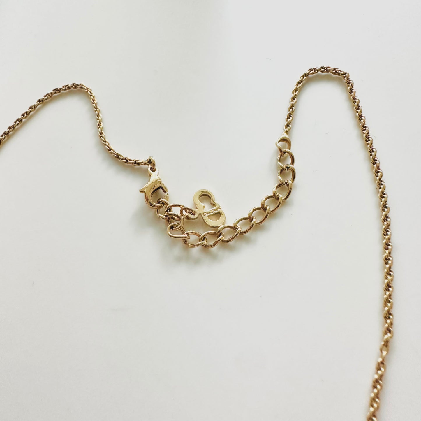 Christian Dior CD Giant Monogram Logo Pendant Light Gold & Crystals Vintage Necklace