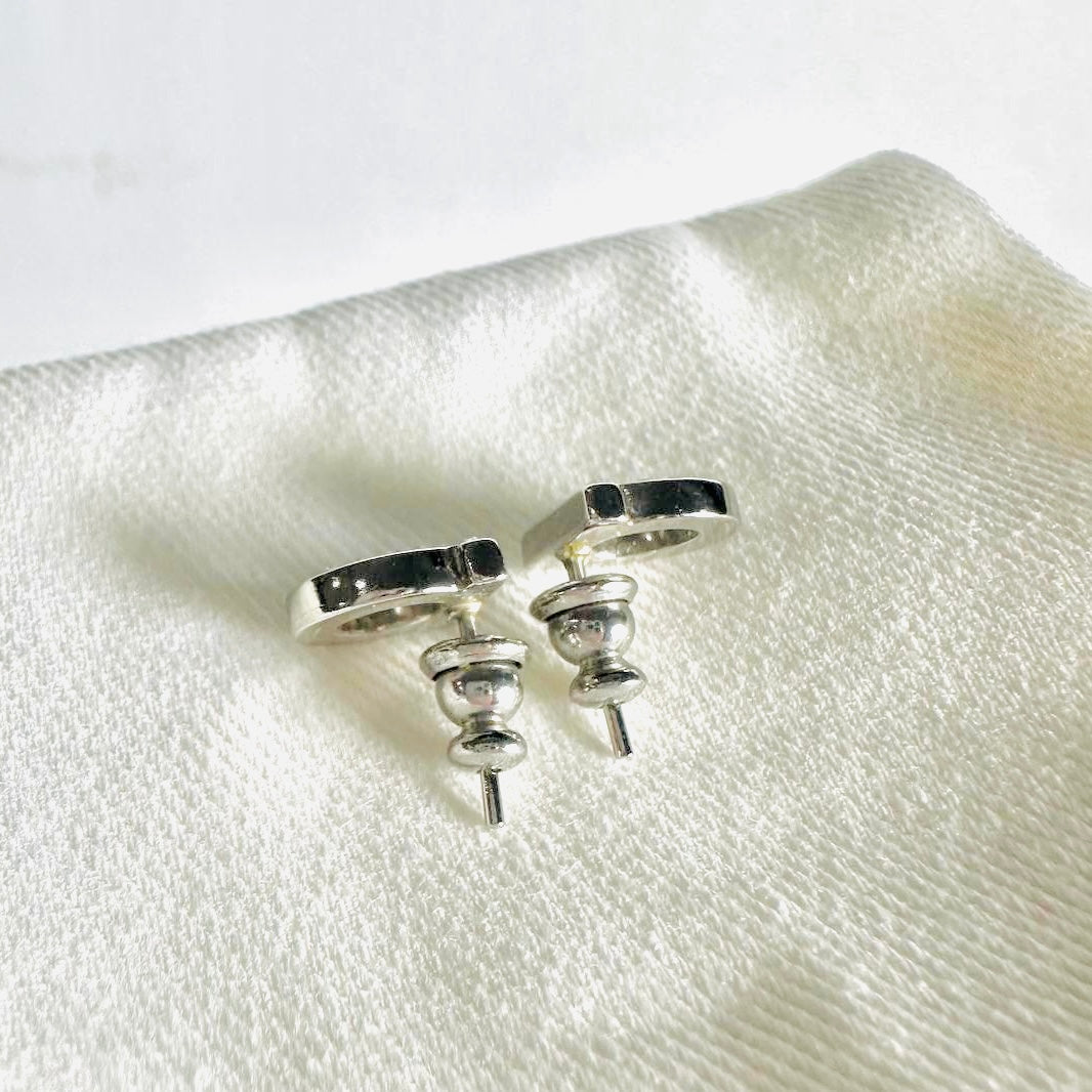 Salvatore Ferragamo Gancini Monogram Logo Silver & Crystals Stud Earrings