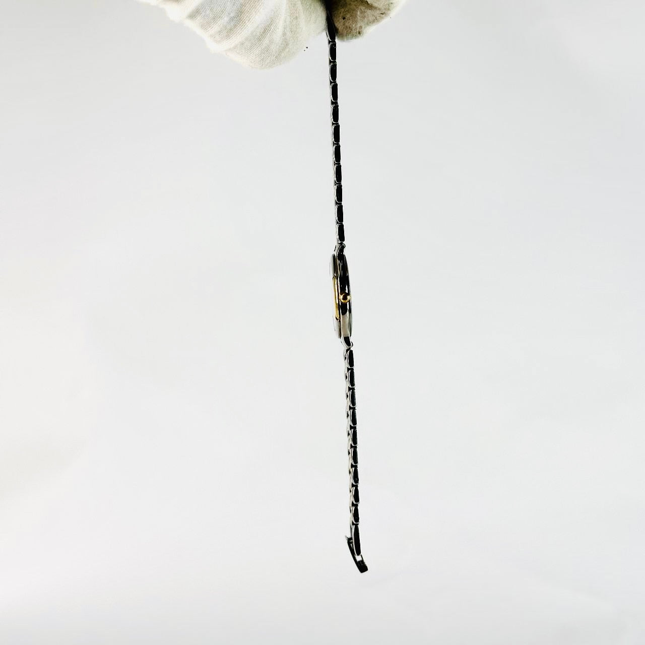 YSL Yves Saint Laurent Gold & Stainless Steel Round Monogram Logo Two Tone 29MM Quartz Watch