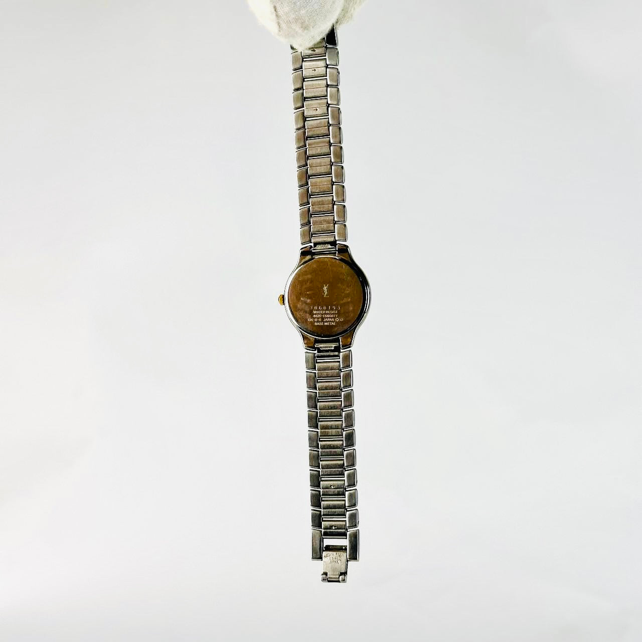 YSL Yves Saint Laurent Gold & Stainless Steel Round Monogram Logo Two Tone 29MM Quartz Watch