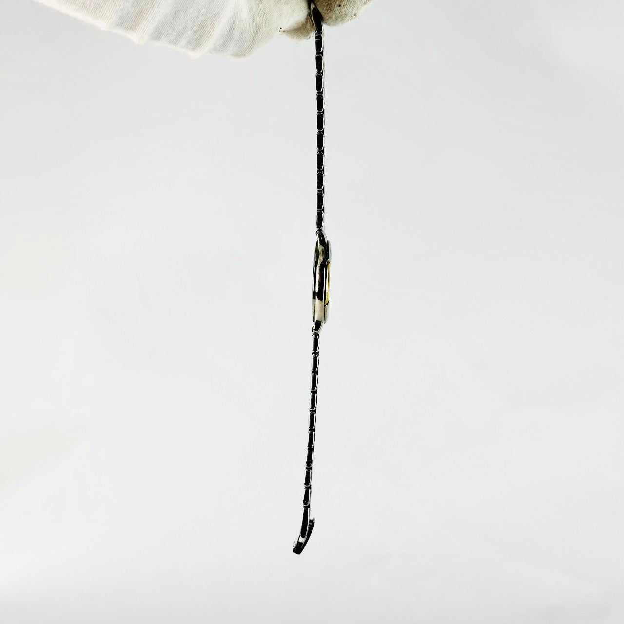 YSL Yves Saint Laurent Gold & Stainless Steel Round Monogram Logo Two Tone 29MM Quartz Watch