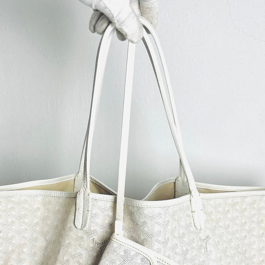 Goyard White Saint Louis GM Monogram Shopper Shoulder Tote Bag With Pouch