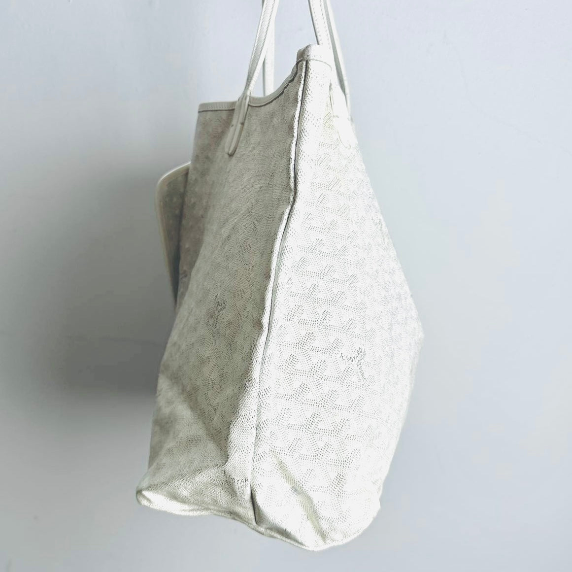 Goyard White Saint Louis GM Monogram Shopper Shoulder Tote Bag With Pouch