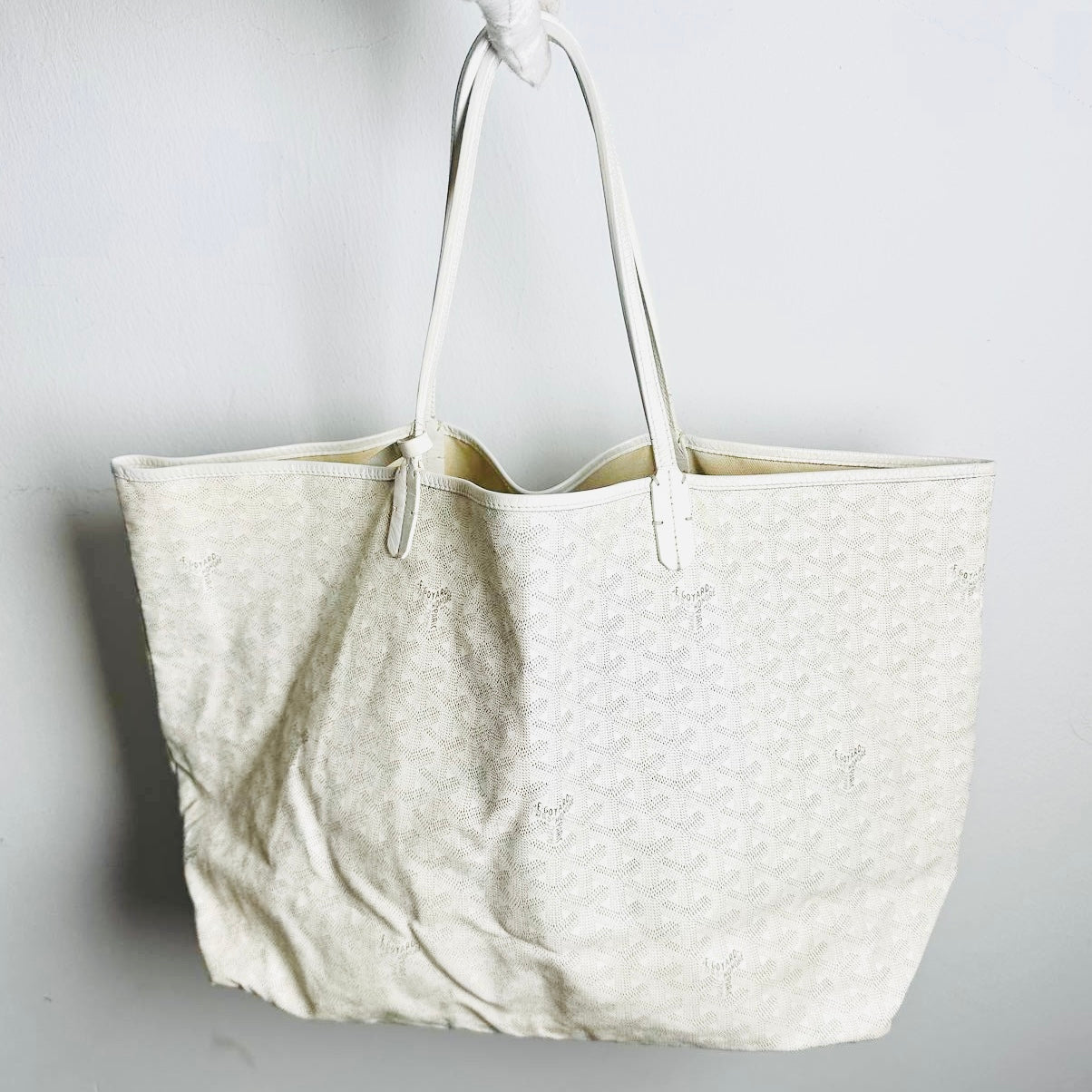 Goyard White Saint Louis GM Monogram Shopper Shoulder Tote Bag With Pouch