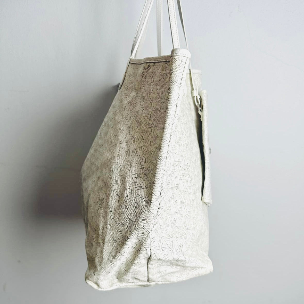 Goyard White Saint Louis GM Monogram Shopper Shoulder Tote Bag With Pouch