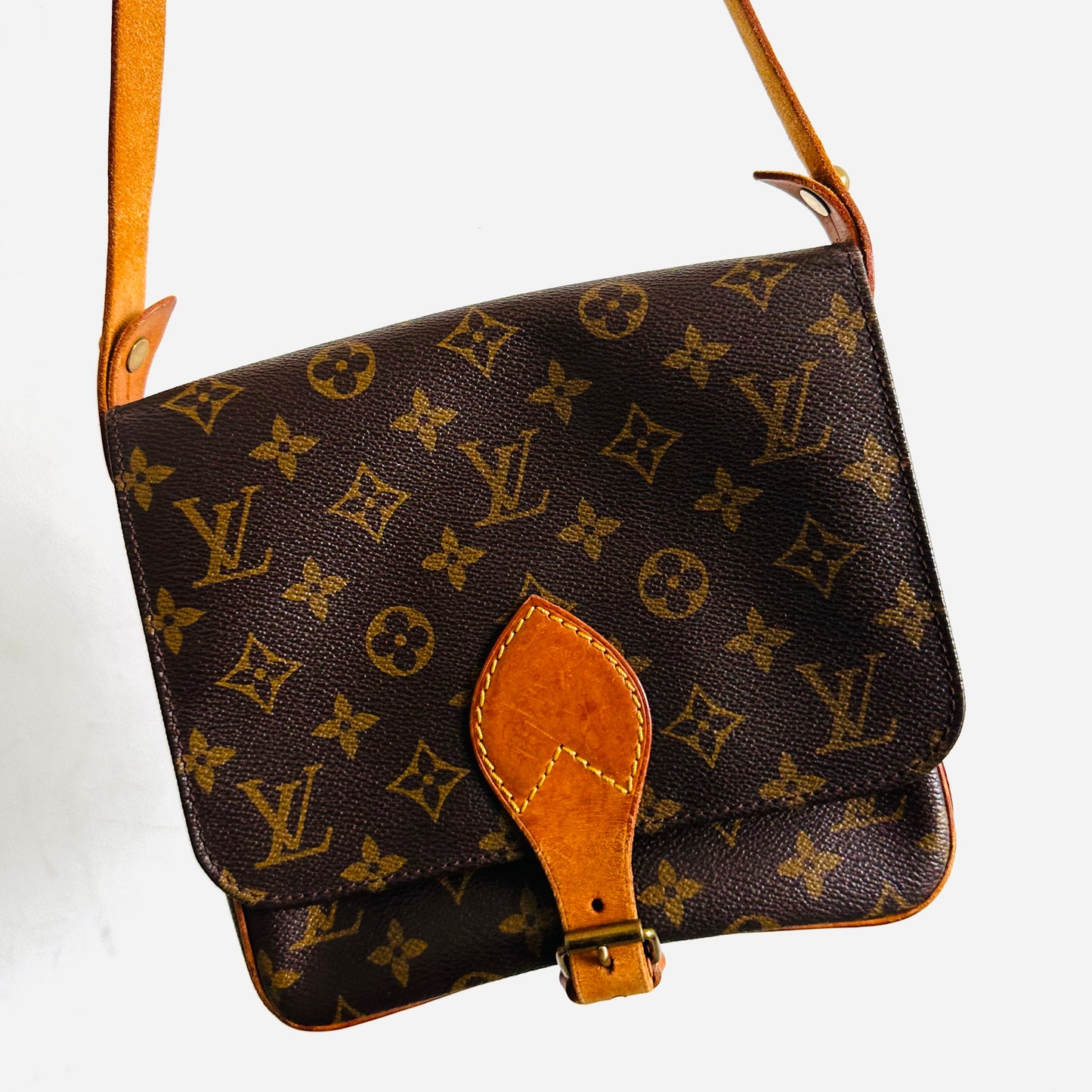 Louis Vuitton LV Cartouchiere PM Monogram Logo GHW Flap Vintage Shoulder Sling Bag