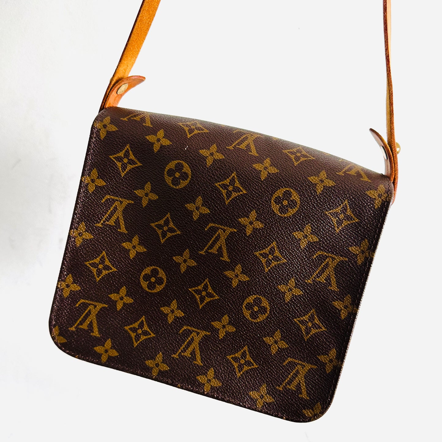 Louis Vuitton LV Cartouchiere PM Monogram Logo GHW Flap Vintage Shoulder Sling Bag