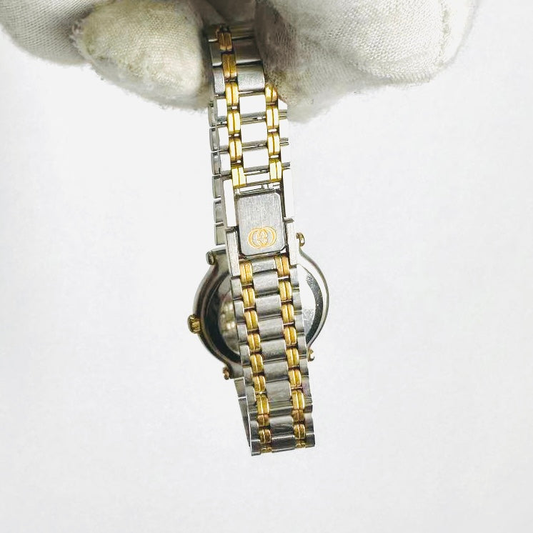 Gucci Gold Two Tone Stainless Steel Round Dial 27MM Quartz 9000L Watch