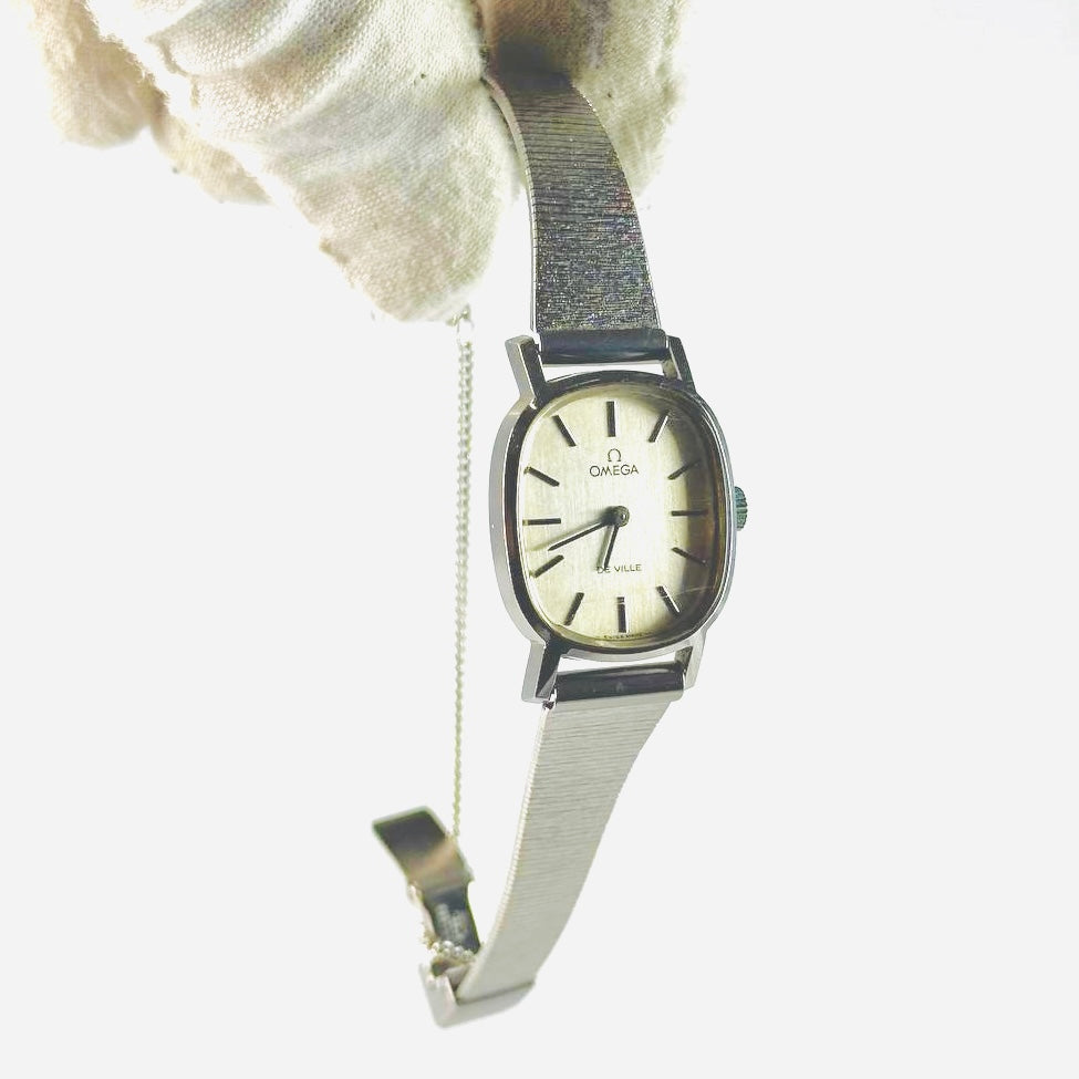 Omega De Ville Oval Dial Stainless Steel 21MM Mechanical Vintage Watch