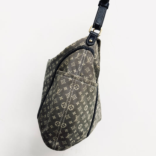 Louis Vuitton LV Idylle Romance Navy Blue Mini Lin Monogram Logo GHW Baguette Hobo Flap Shoulder Bag