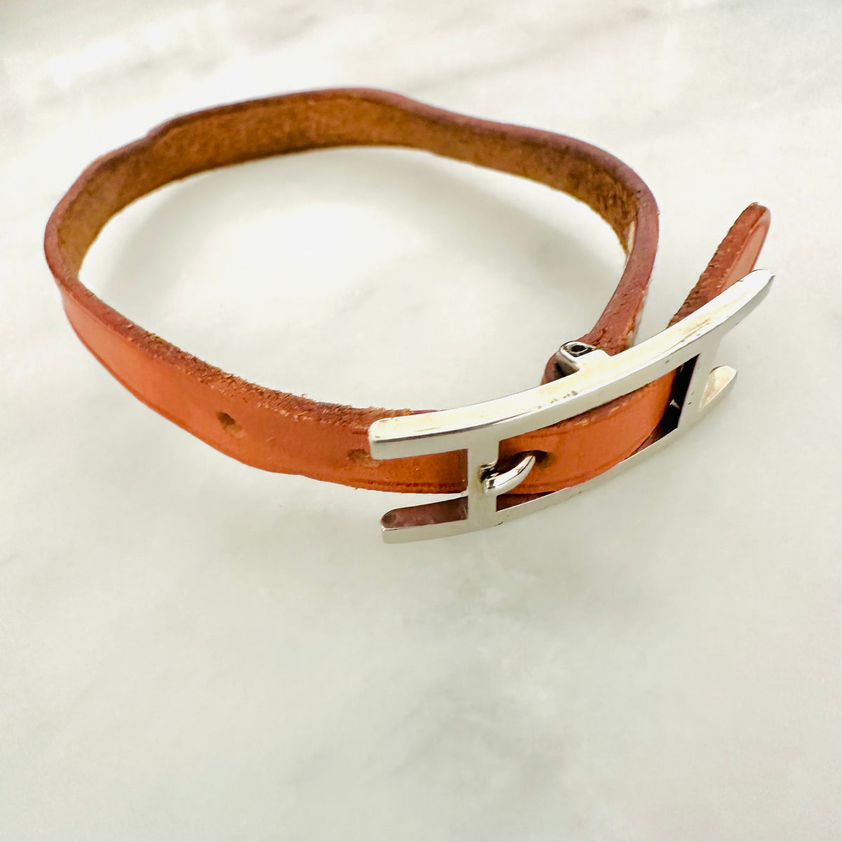 Hermes Brown Behapi Single Tour Smooth Leather Bracelet