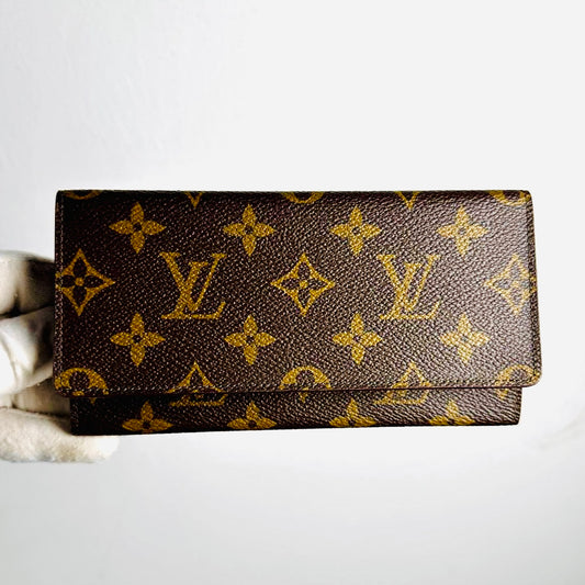 Louis Vuitton LV Monogram Logo GHW Porte Yen Flap Long Clutch Case Wallet