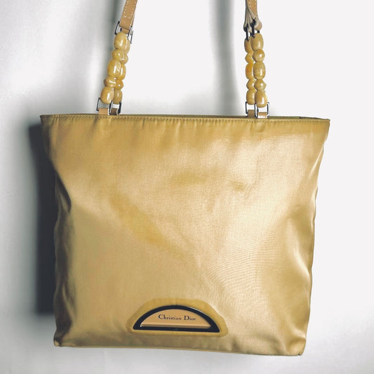 Christian Dior CD Malice Taupe Beige Monogram Logo Shopper Shoulder Tote Bag