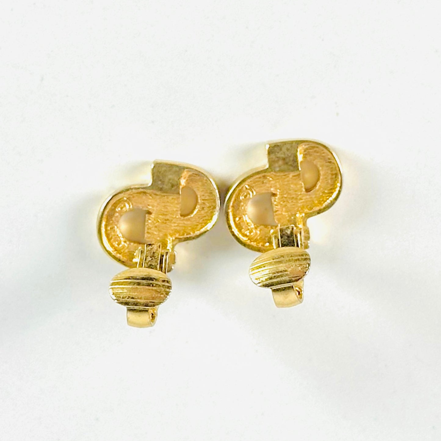 Christian Dior CD & Crystals Giant Gold Monogram Logo Signature Classic Clip On Vintage Earrings