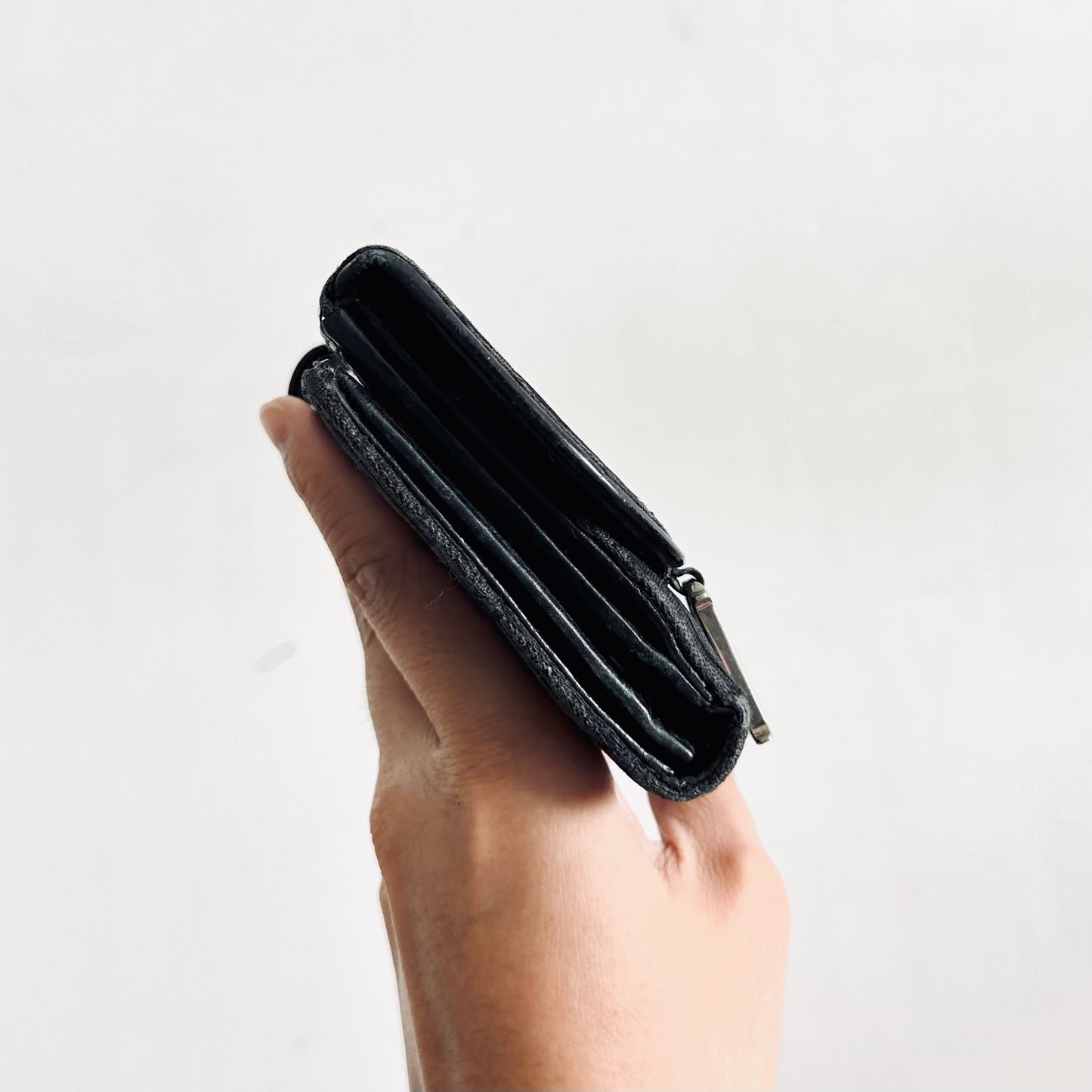 Christian Dior CD Black Oblique Monogram Logo Saddle Flap Bifold Long Wallet