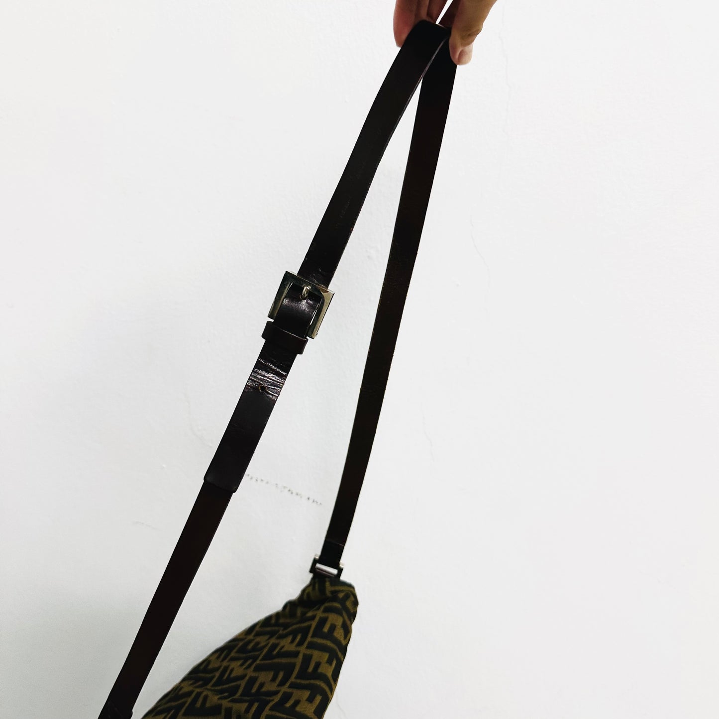 Fendi Brown FF Zucca Monogram Logo Full Flap Shoulder Sling Bag