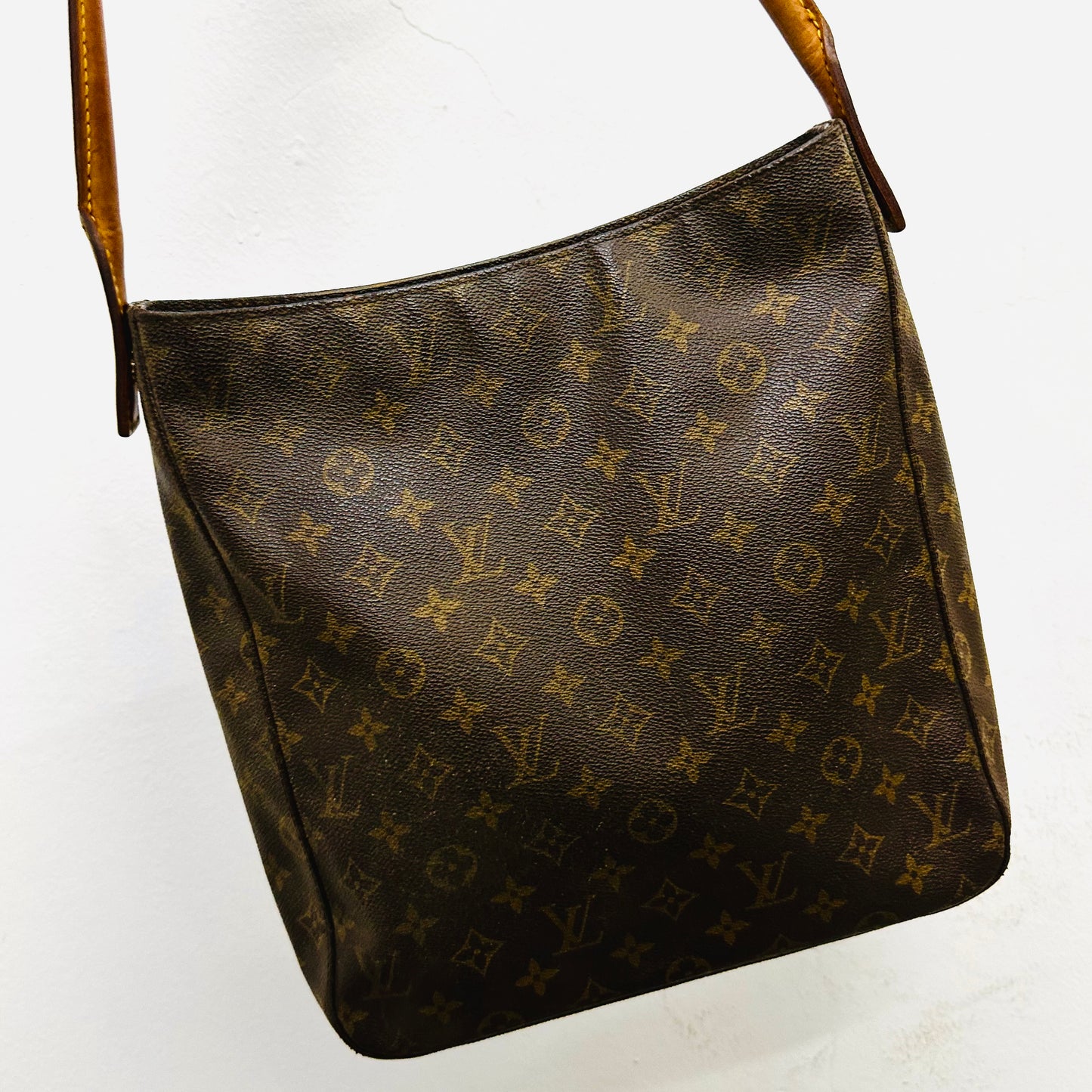 Louis Vuitton LV Looping Monogram Logo GHW Top Handle Hobo Baguette Shoulder Bag