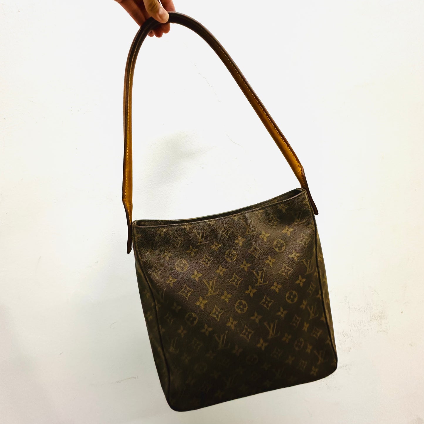 Louis Vuitton LV Looping Monogram Logo GHW Top Handle Hobo Baguette Shoulder Bag