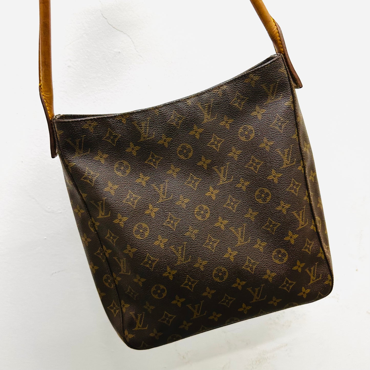 Louis Vuitton LV Looping Monogram Logo GHW Top Handle Hobo Baguette Shoulder Bag