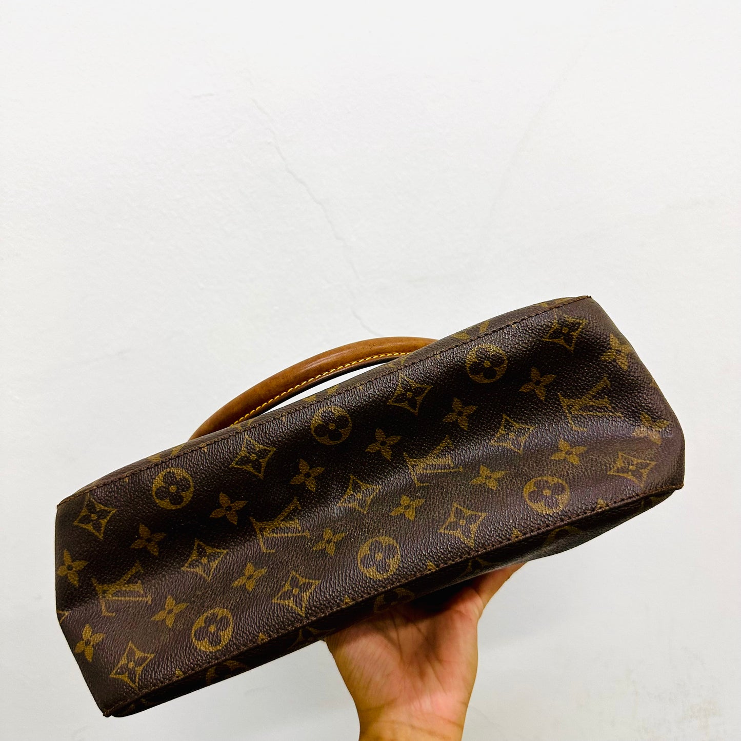 Louis Vuitton LV Looping Monogram Logo GHW Top Handle Hobo Baguette Shoulder Bag