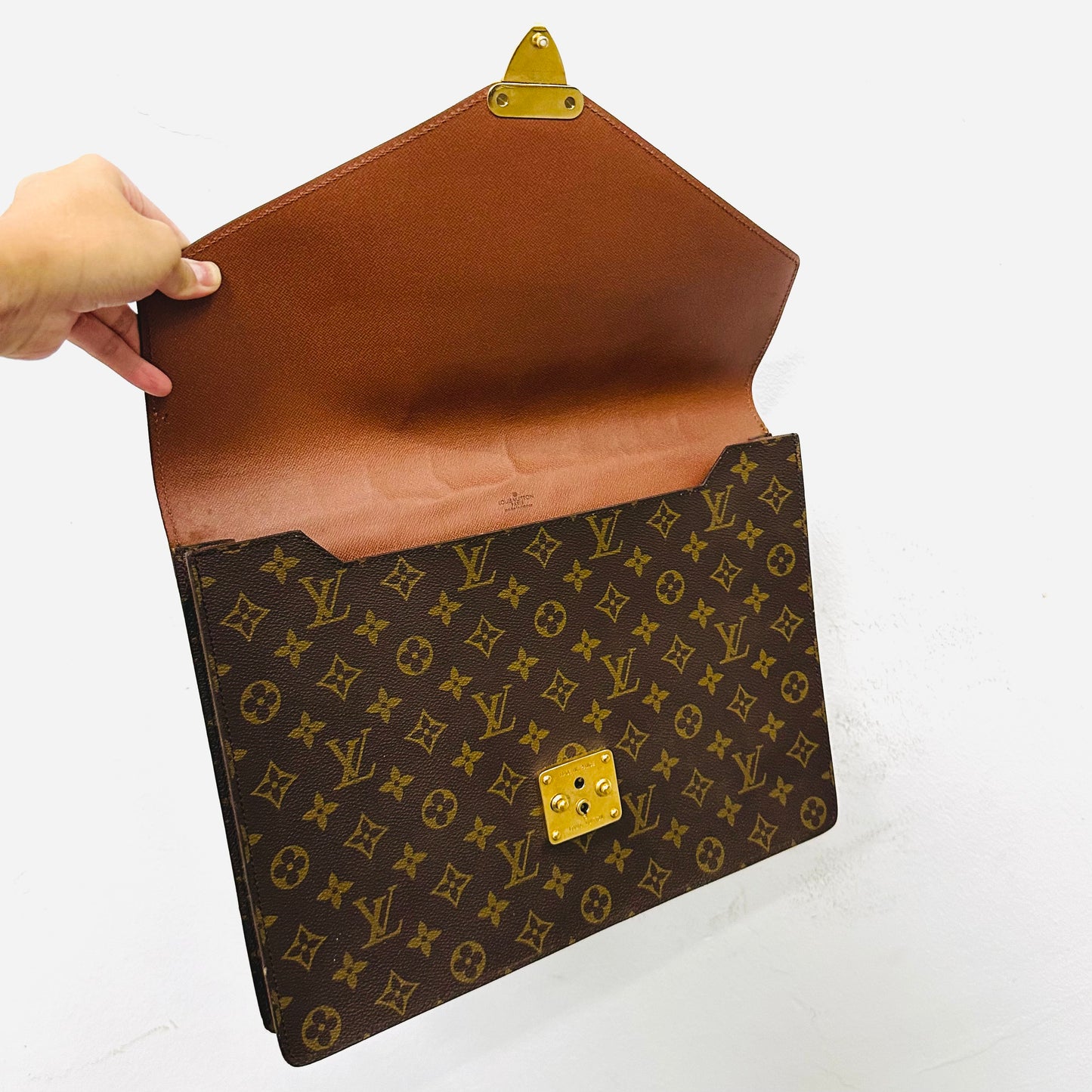 Louis Vuitton LV Porte Document Senator Monogram Logo GHW Flap Pouch Clutch Case