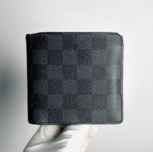 Louis Vuitton LV Damier Graphite Marco Monogram Logo Flap Bifold Slim Multiple Wallet