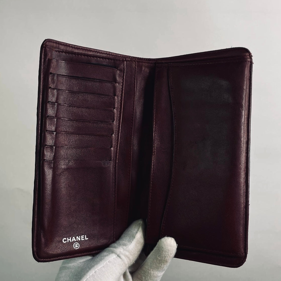 Chanel Black CC Logo Quilted Lambskin Flap Bifold Long Wallet 12s