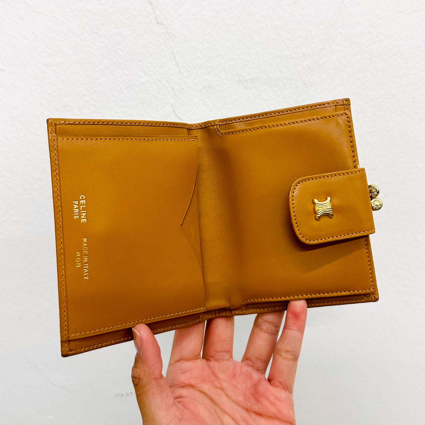 Celine Triomphe Macadam Monogram Logo GHW Flap Compact Bifold Wallet