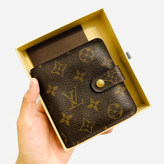 Louis Vuitton LV Porte Monnaie GHW Monogram Logo Flap Compact Bifold Wallet