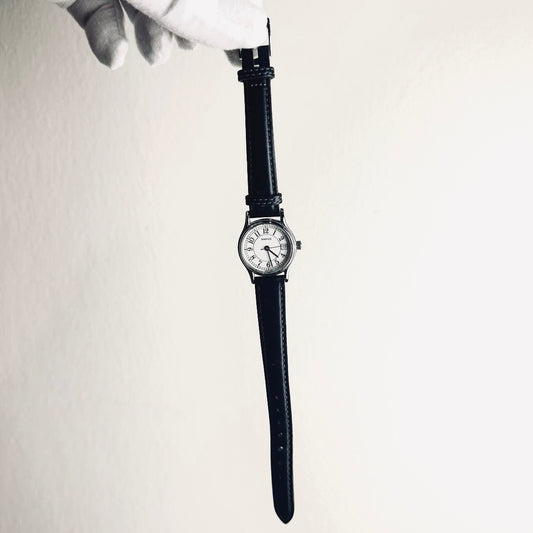 Tiffany & Co T&C Portfolio Round White Dial Black Leather Strap 23MM Quartz Watch
