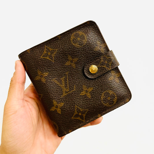 Louis Vuitton LV Porte Monnaie GHW Monogram Logo Flap Compact Bifold Wallet