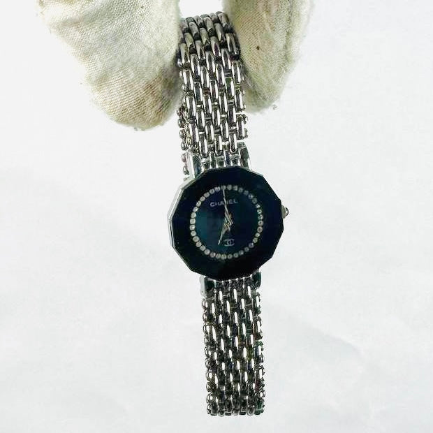 Chanel Paris Acier Black Dial Stainless Steel 25mm Quartz Watch