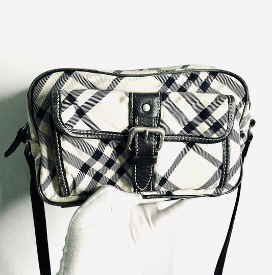 Burberry Beige / Black Classic Check Nova Haymarket Checkered Shoulder Sling Bag