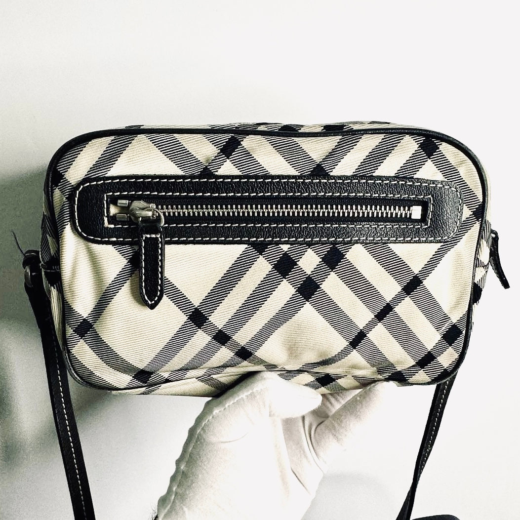 Burberry Beige / Black Classic Check Nova Haymarket Checkered Shoulder Sling Bag
