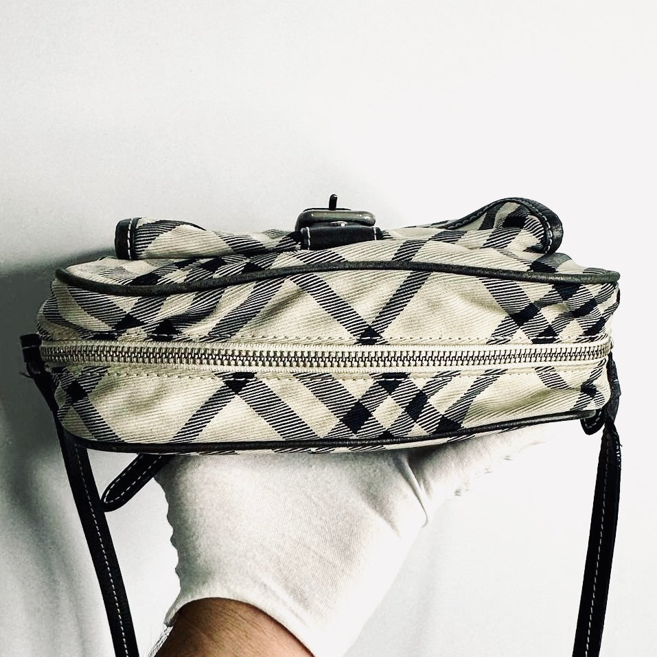 Burberry Beige / Black Classic Check Nova Haymarket Checkered Shoulder Sling Bag