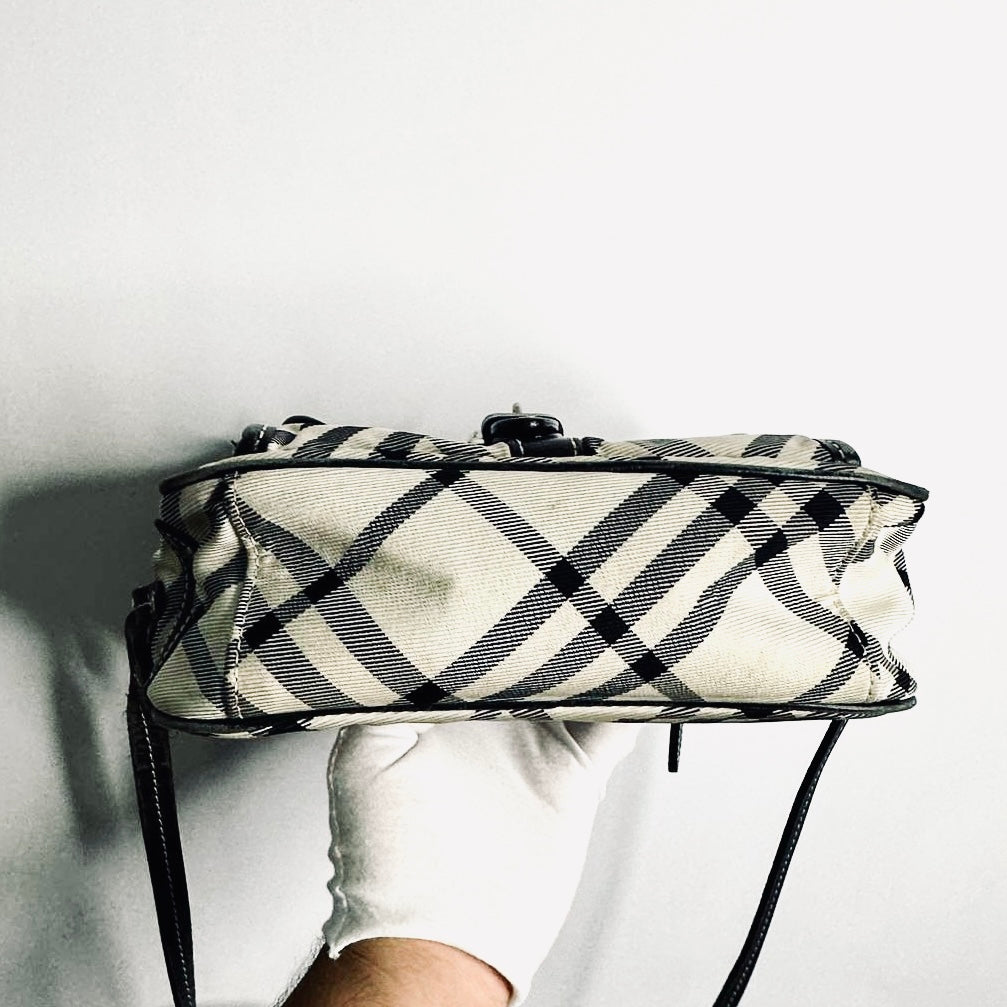 Burberry Beige / Black Classic Check Nova Haymarket Checkered Shoulder Sling Bag