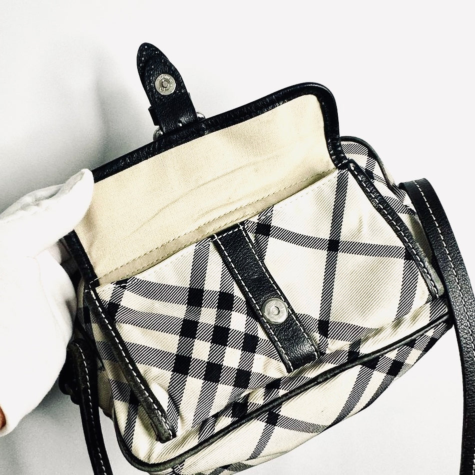 Burberry Beige / Black Classic Check Nova Haymarket Checkered Shoulder Sling Bag