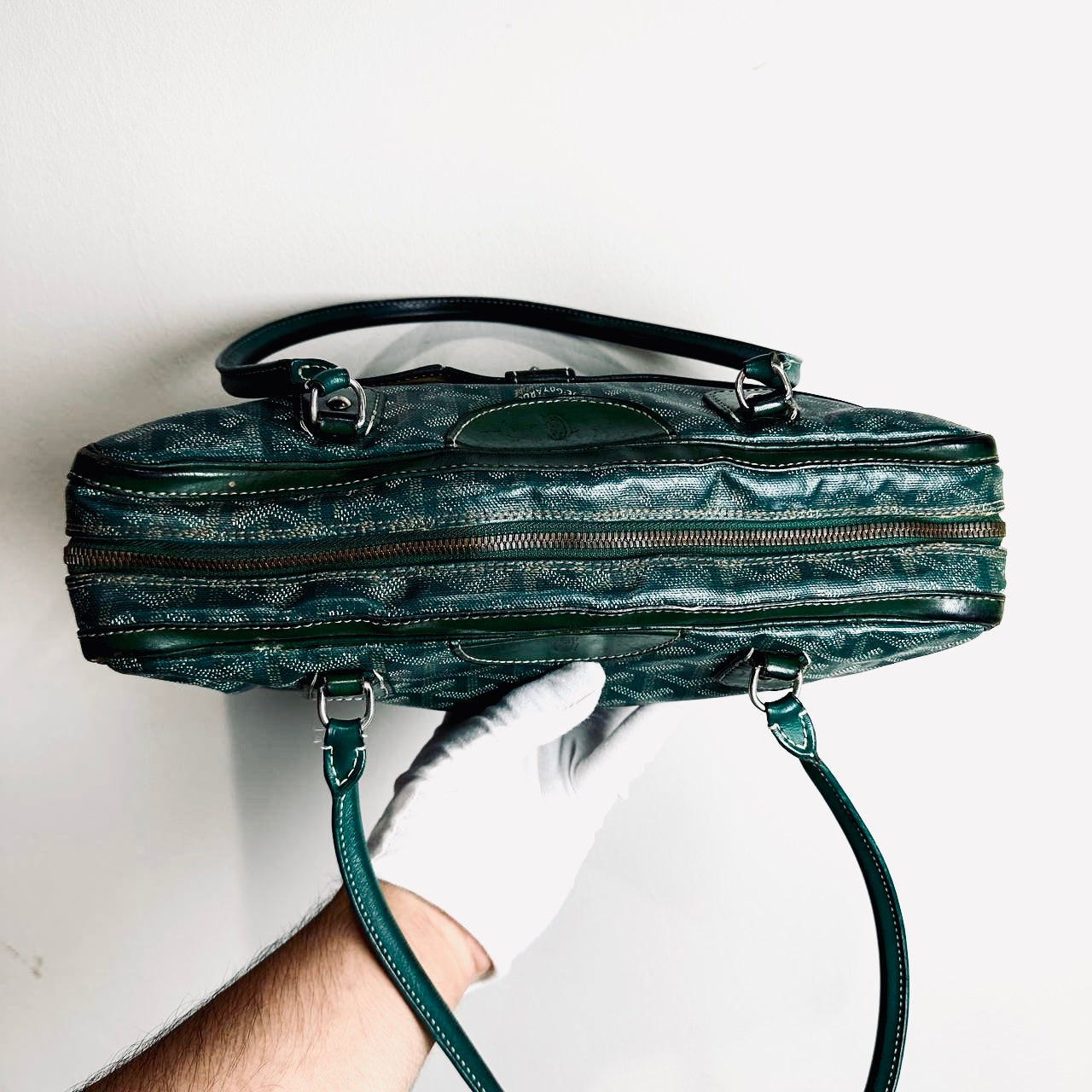 Goyard Dark Green Saint St Martin Goyardine Monogram Logo Boston Baguette Shopper Shoulder Tote Bag