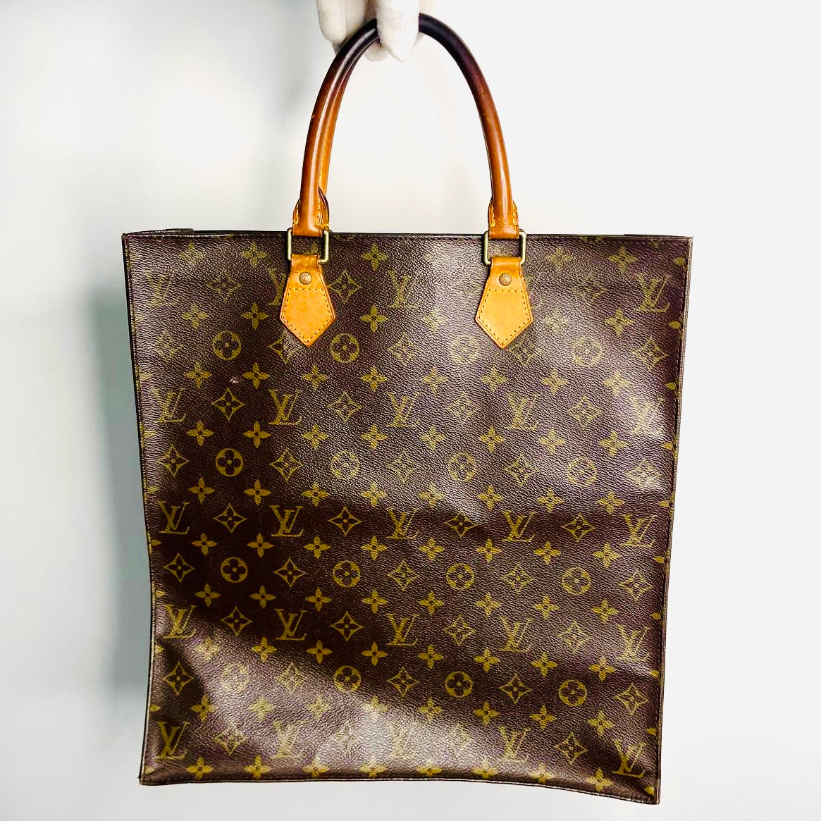 Louis Vuitton LV Monogram Logo GHW Vintage Top Handle Sac Plat Tote Bag