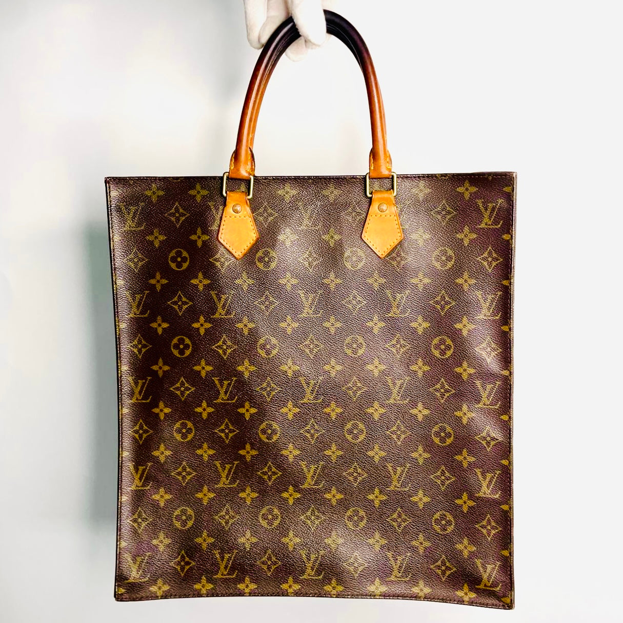Louis Vuitton LV Monogram Logo GHW Vintage Top Handle Sac Plat Tote Bag