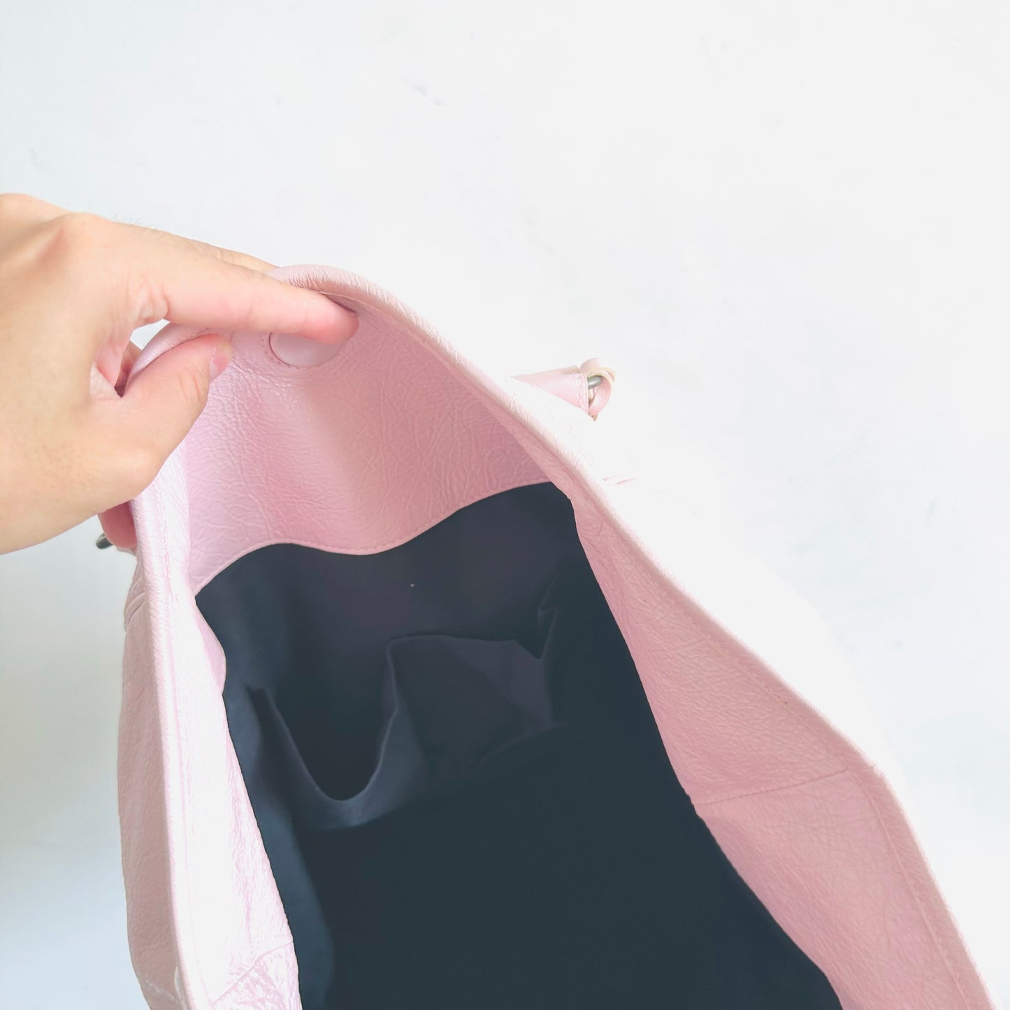 Balenciaga Pink Sunday City Leather Monogram Logo Shopper Shoulder Tote Bag With Mirror