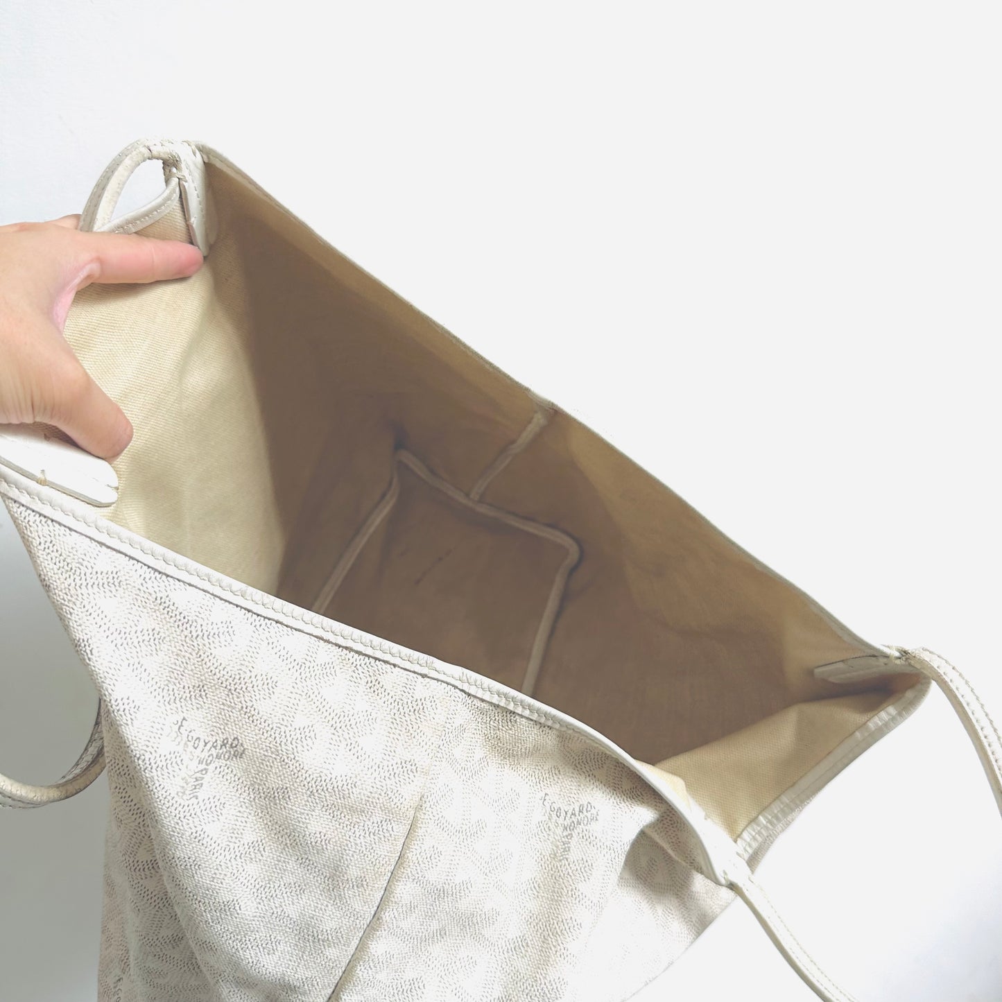 Goyard White Saint Louis PM Monogram Shopper Shoulder Tote Bag With Pouch
