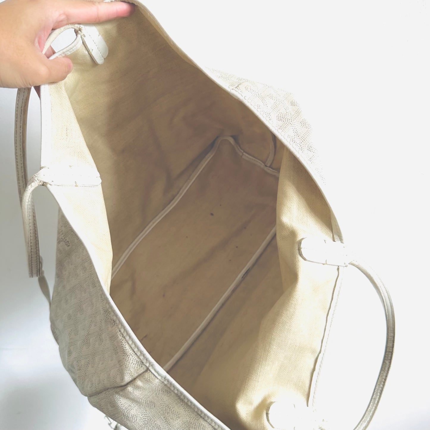 Goyard White Saint Louis PM Monogram Shopper Shoulder Tote Bag With Pouch