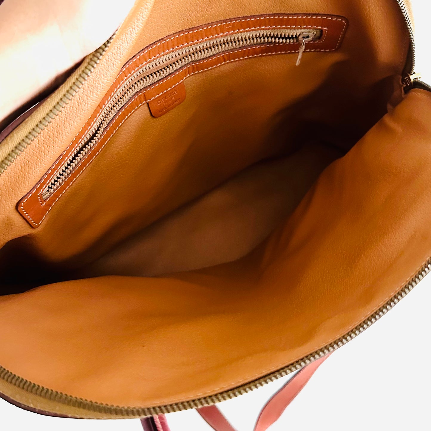 Celine Alma Triomphe Macadam Monogram Logo GHW Bandouliere Vintage 2-Way Top Handle Shoulder Sling Tote Bag