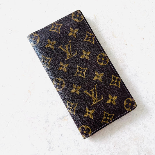 Louis Vuitton LV Porte Yen Brazza Monogram Logo GHW Long Bifold Flap Slim Wallet