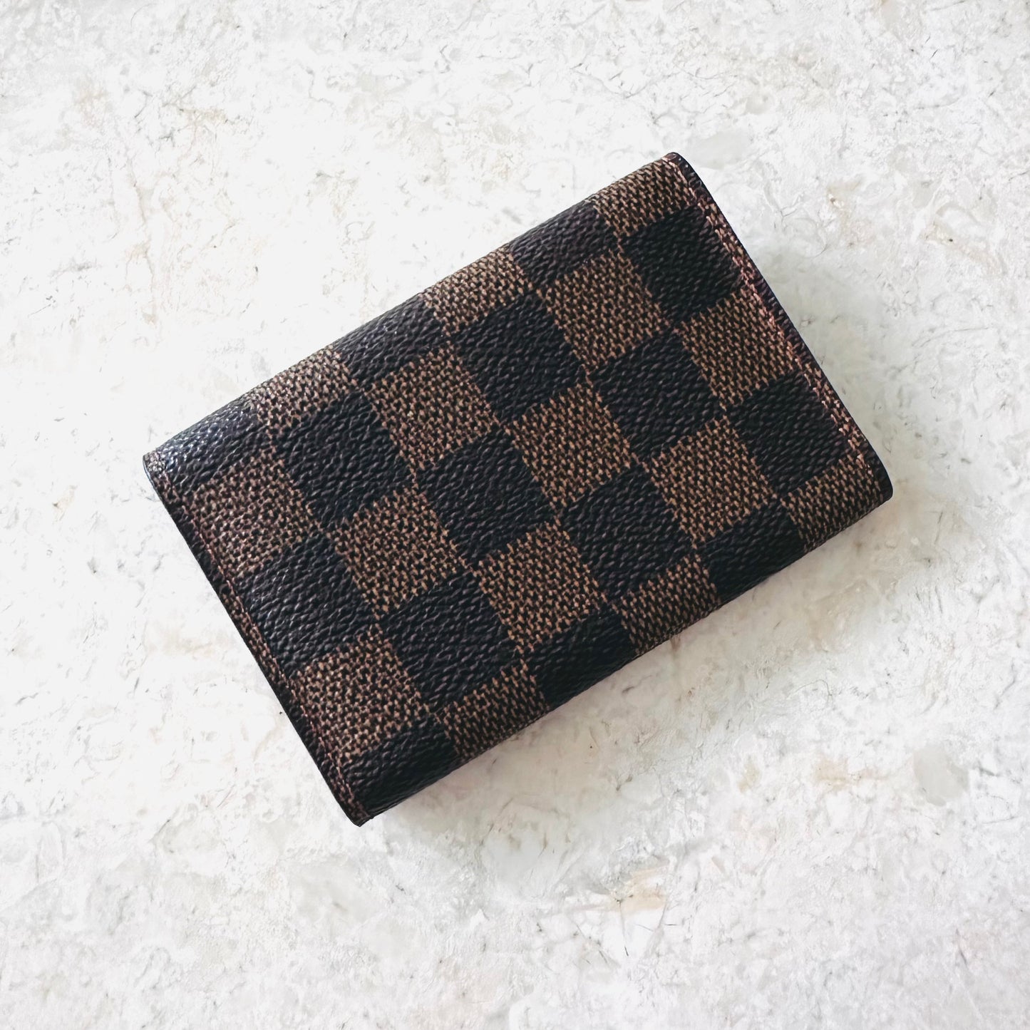 Louis Vuitton LV Damier Ebene Monogram Logo GHW Flap Compact 6 Key Cles Holder Pouch