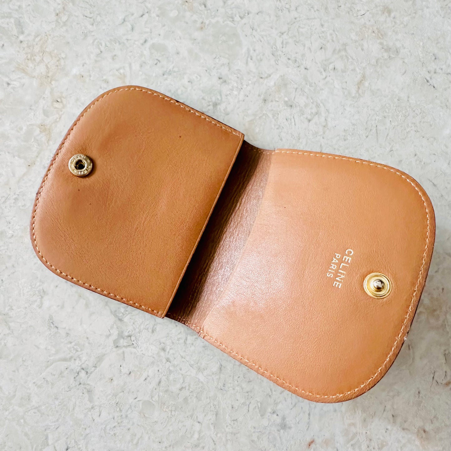 Celine Triomphe Monogram Logo GHW Logo Flap Coin Purse