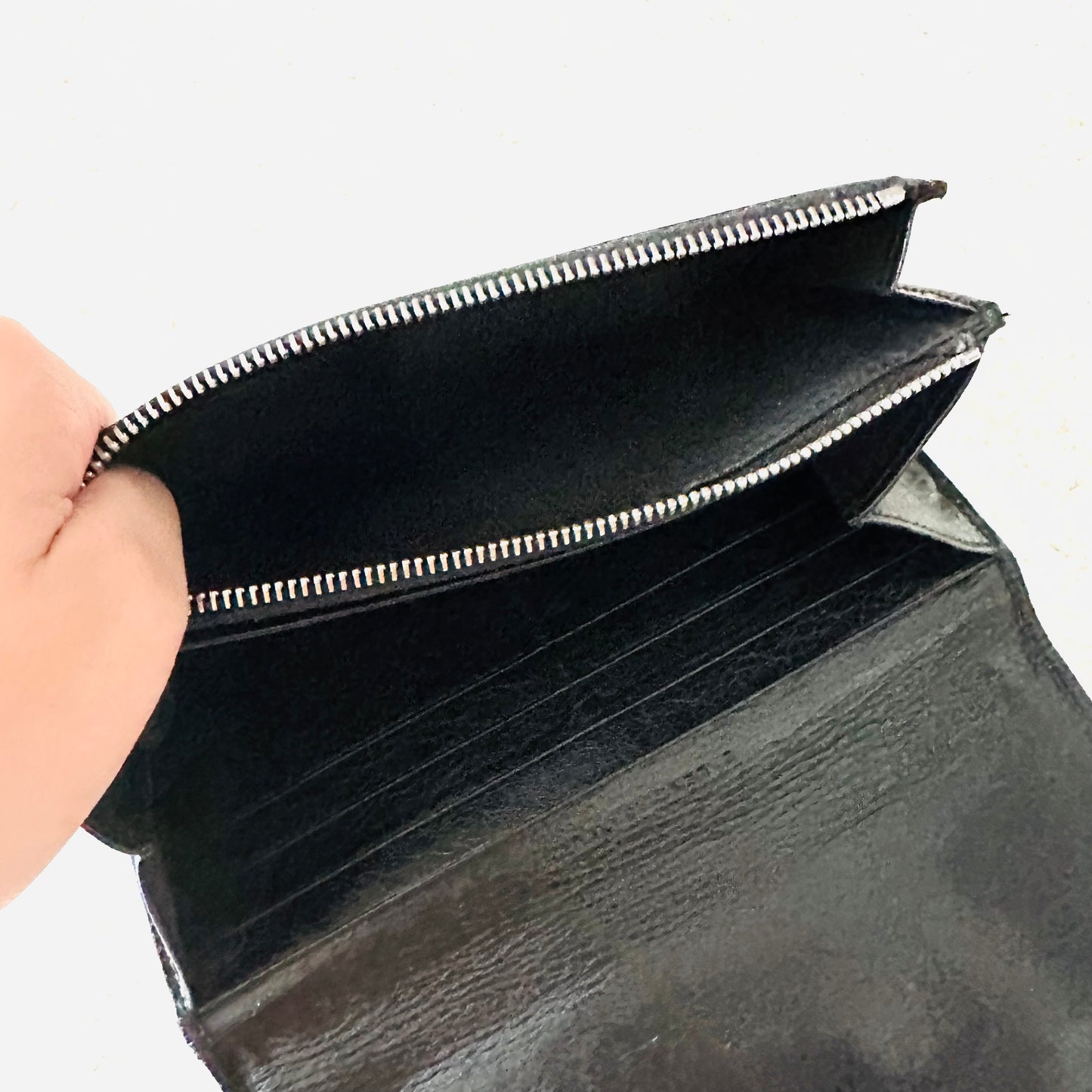 Balenciaga Black Giant City 21 Silver Studs Leather Logo Flap Long Wallet