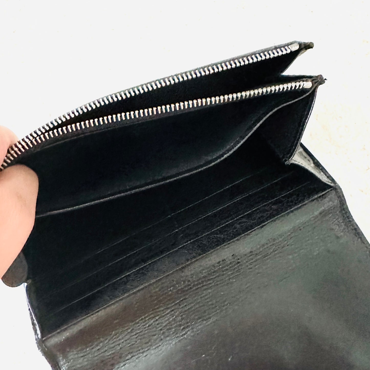 Balenciaga Black Giant City 21 Silver Studs Leather Logo Flap Long Wallet